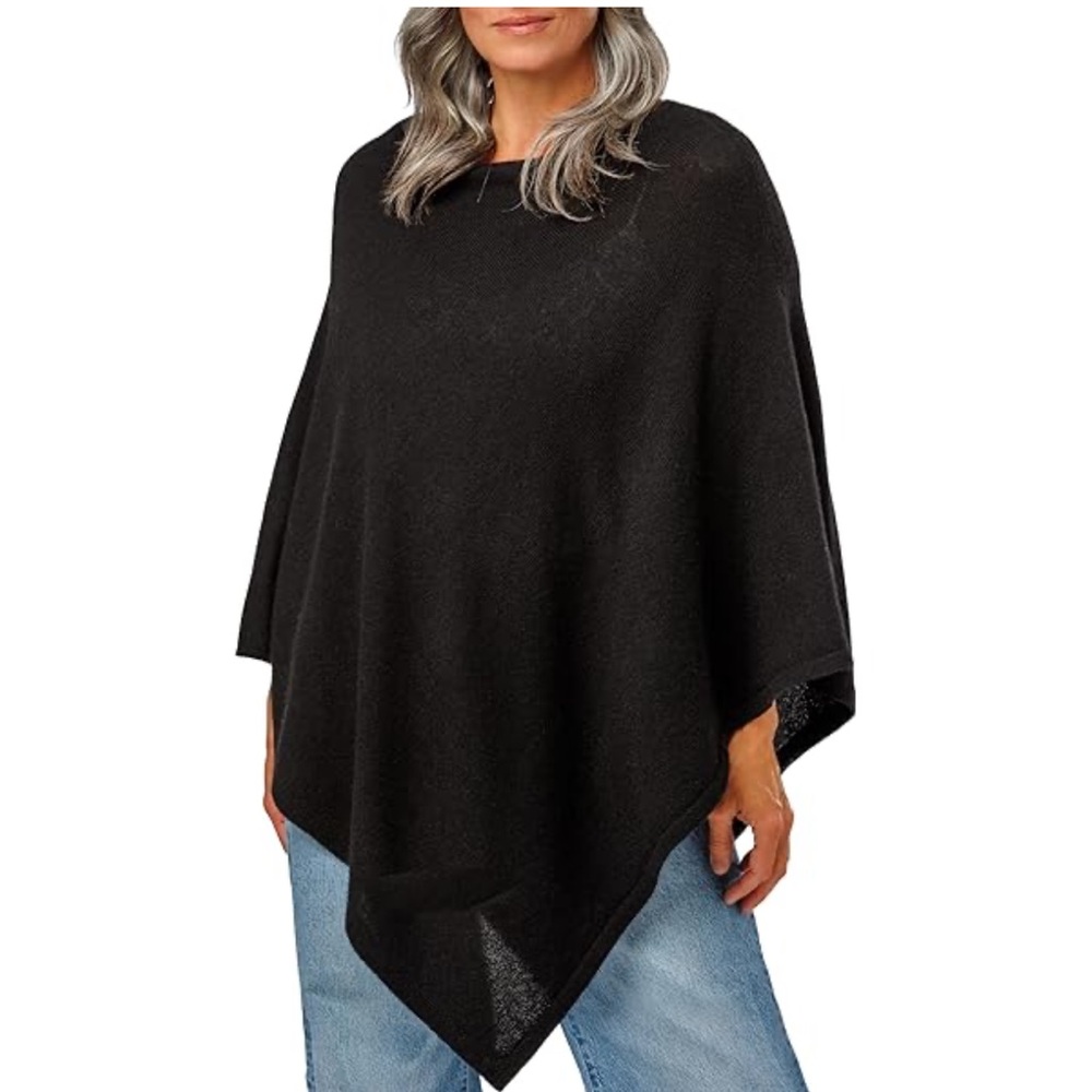 Barefoot Dreams Cozy Chic Light Black Poncho Sweater One Size